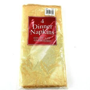 NIP VTG Bardwil Linens Set of 4 Gold Fabric Dinner Napkins Oversized 19" x 19"